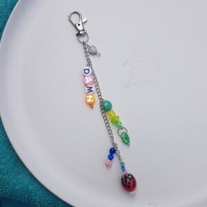 Patch & Roam Cute but Rude 'Damn' beaded purse or key charm ladybug bead